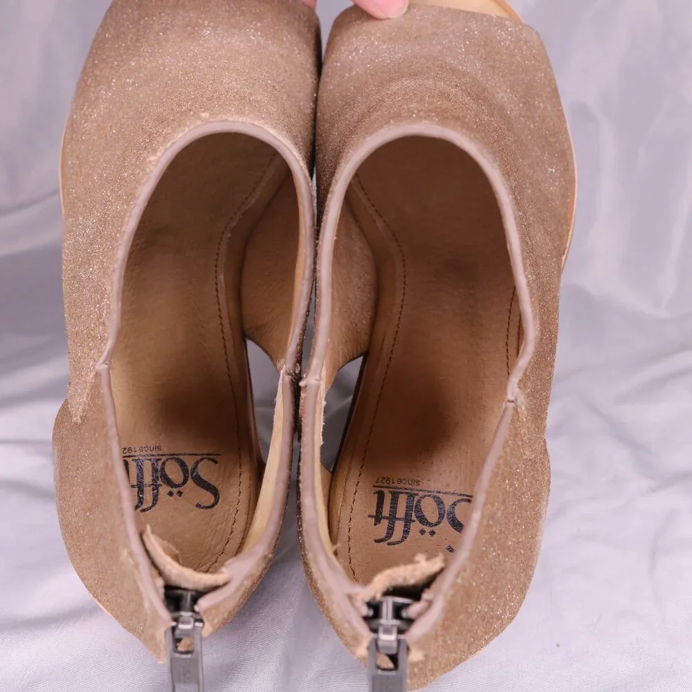 Sofft Glitter Open Toe Ankle Booties Block Heel Size 8 NEW Without Box - Picture 6 of 8